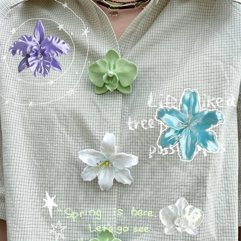 3D Lily Flower Buttons | Spring Decorative Shirt Embellishments