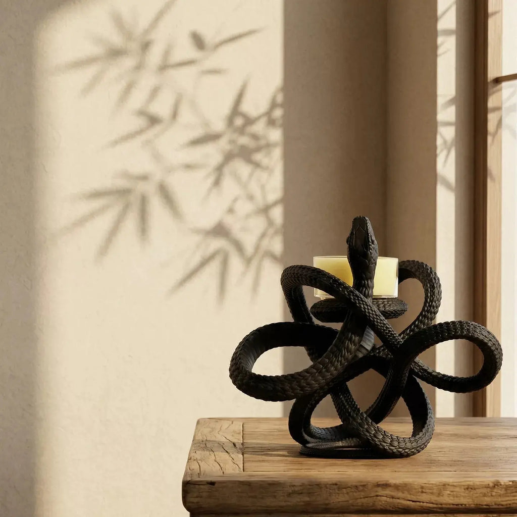 Gothic Snake Candle Holder – Serpent Sculpture Tealight Decor