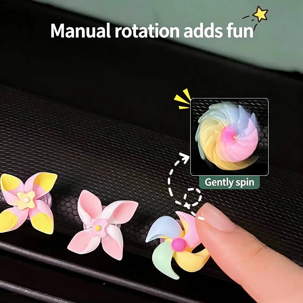 Cute Spinning Windmill Car Decor – Mini Rotating Dashboard Ornament