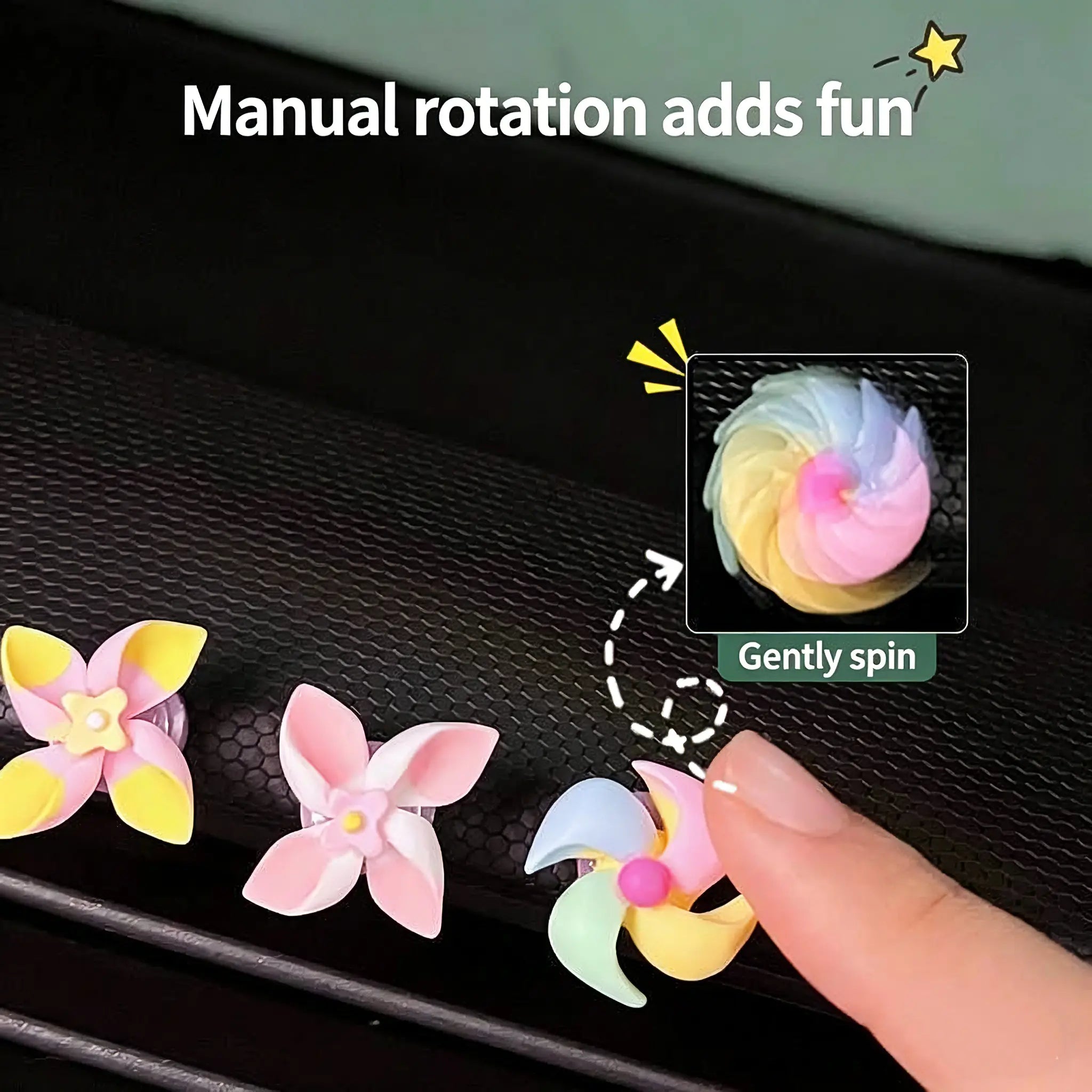 Cute Spinning Windmill Car Decor – Mini Rotating Dashboard Ornament