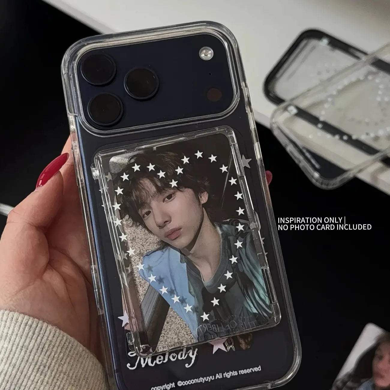 Transparent Magnetic Phone Card Holder with DIY Star Stickers | Clear Phone Case for Mini Cards & Photo Cards