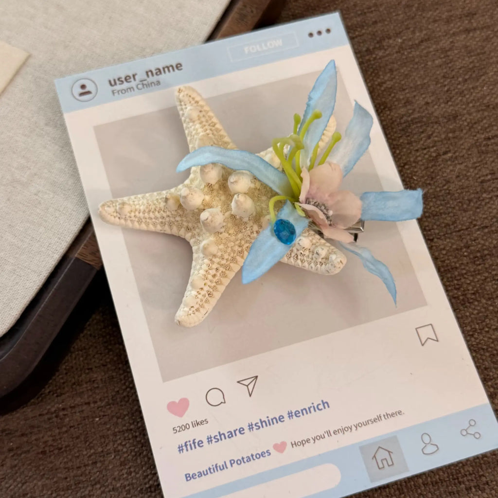 Boho Starfish Hair Clips for Women | 3D Beach Starfish Hair Pins, Summer Vacation Clips