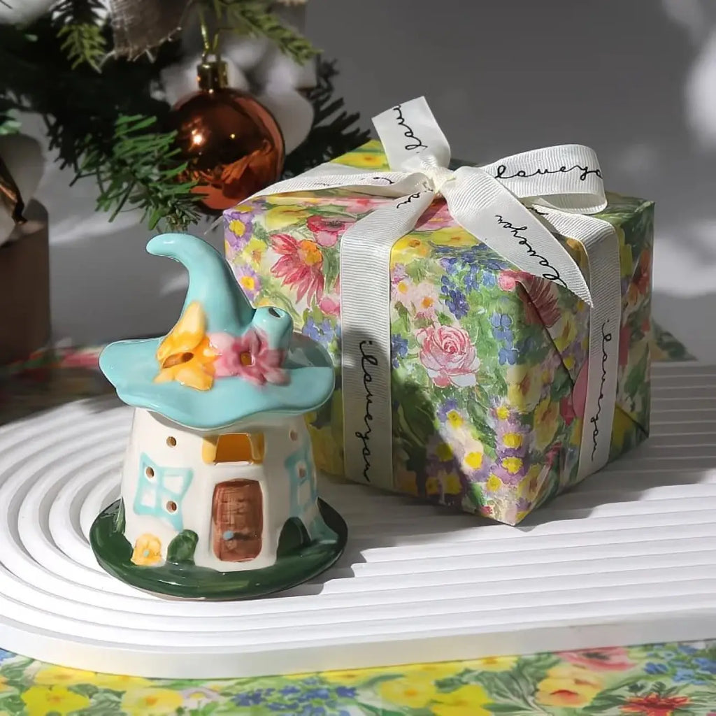 Cute Ceramic Witch House Night Light, Magical Fairy House Lamp for Bedroom, Unique Birthday Gift for Girls