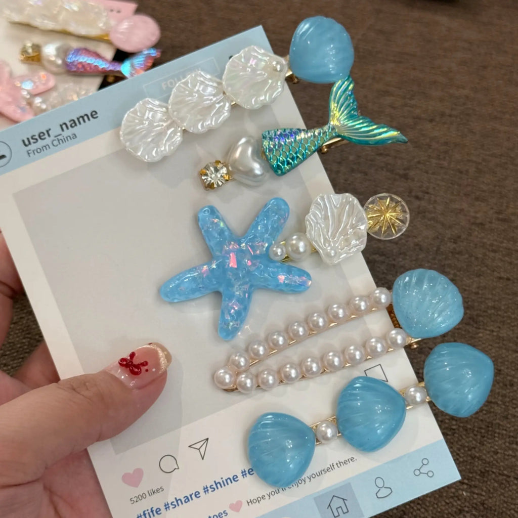 Ocean Mermaid Hair Clips Set – Starfish Shell Cute Hair Accessories