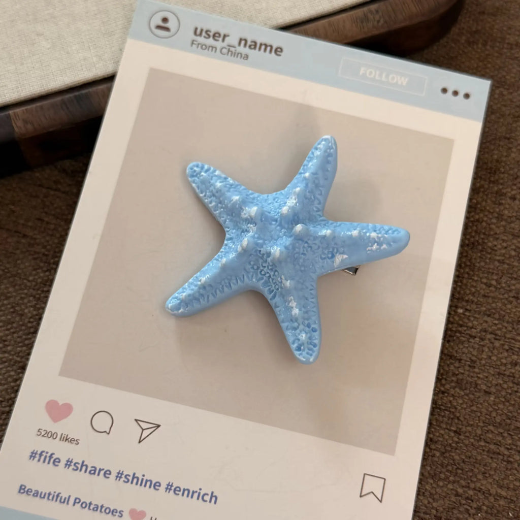 Boho Starfish Hair Clips for Women | 3D Beach Starfish Hair Pins, Summer Vacation Clips