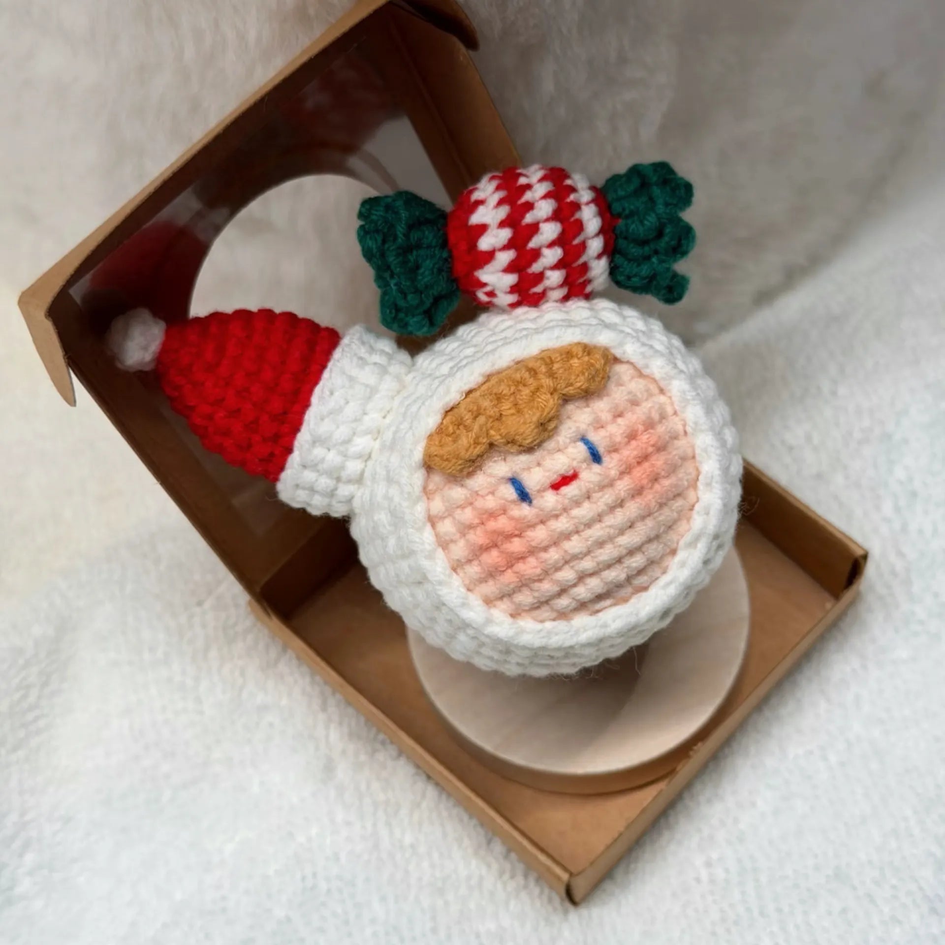 Handmade Crochet Xmas Doll Keychain, Christmas Bag Charm Pendant Gift