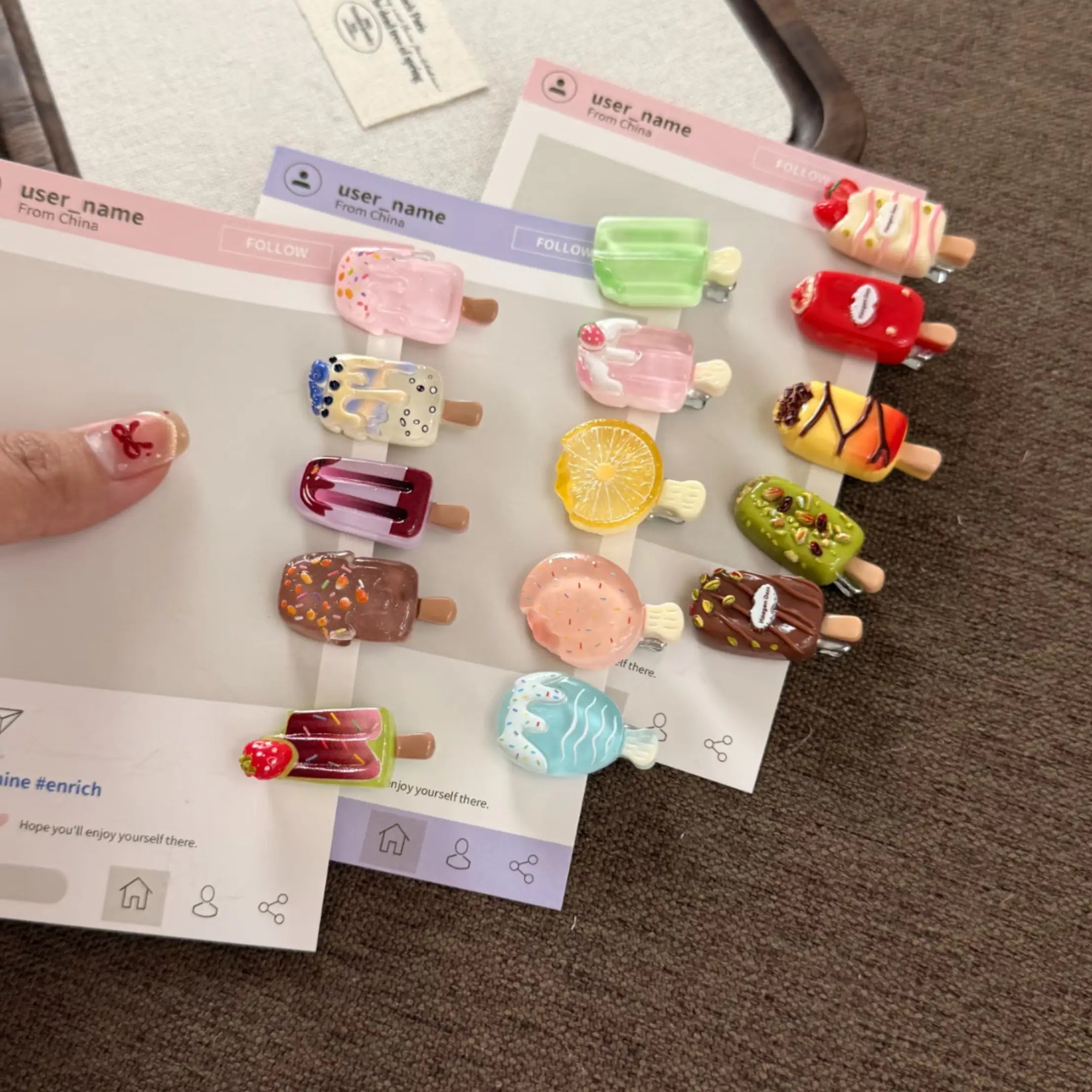 Cute Ice Cream Hair Clips Set – Kawaii Popsicle Bangs Clips for Girls