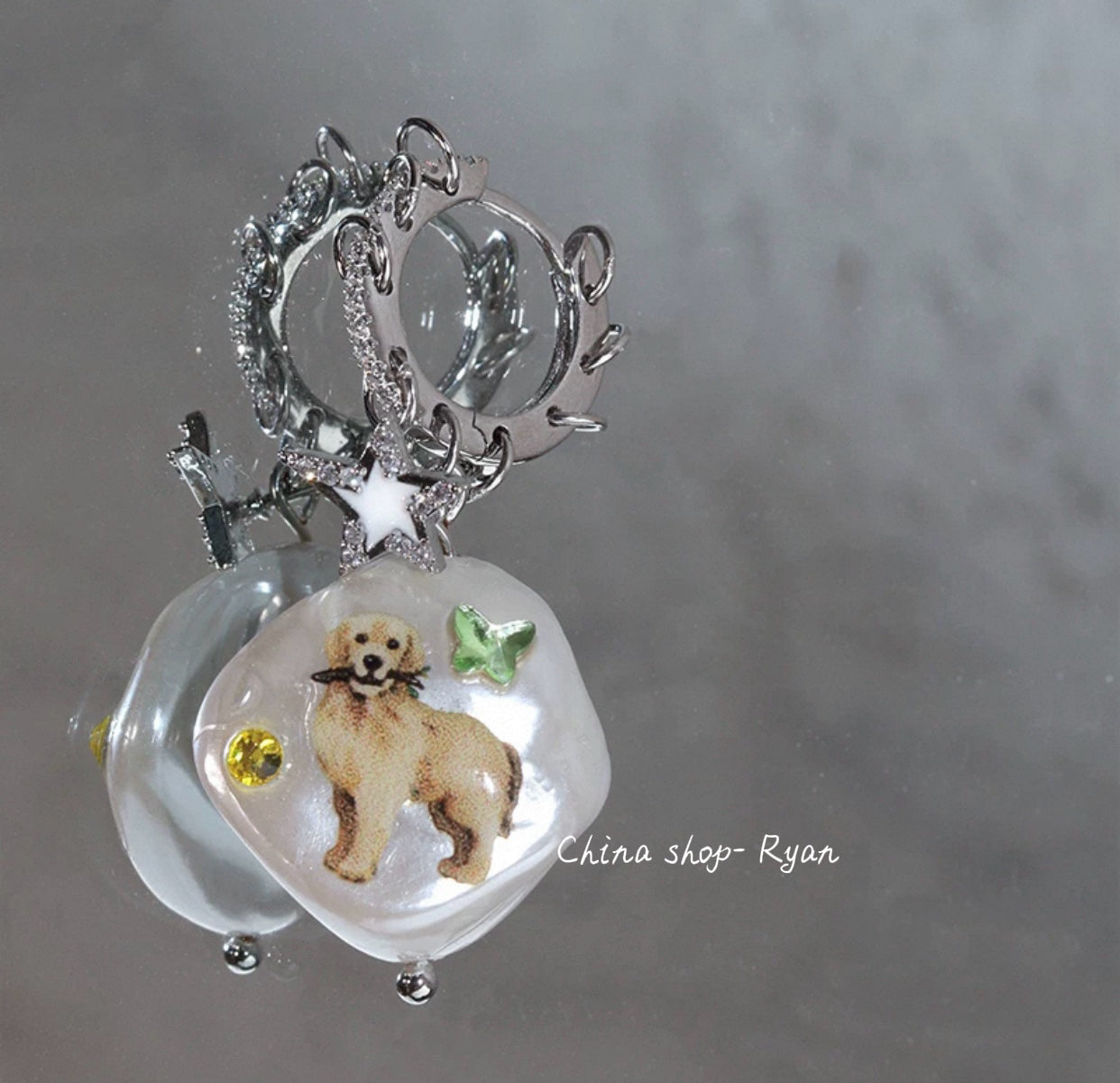 Handmade Puppy Stud Earrings S925 Silver | Cute Dog Earrings with Zircon