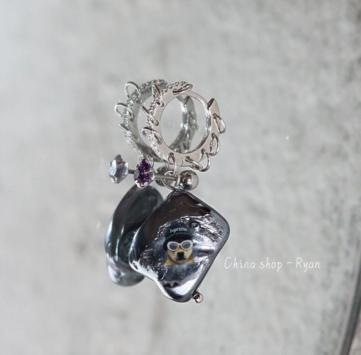 Handmade Puppy Stud Earrings S925 Silver | Cute Dog Earrings with Zircon