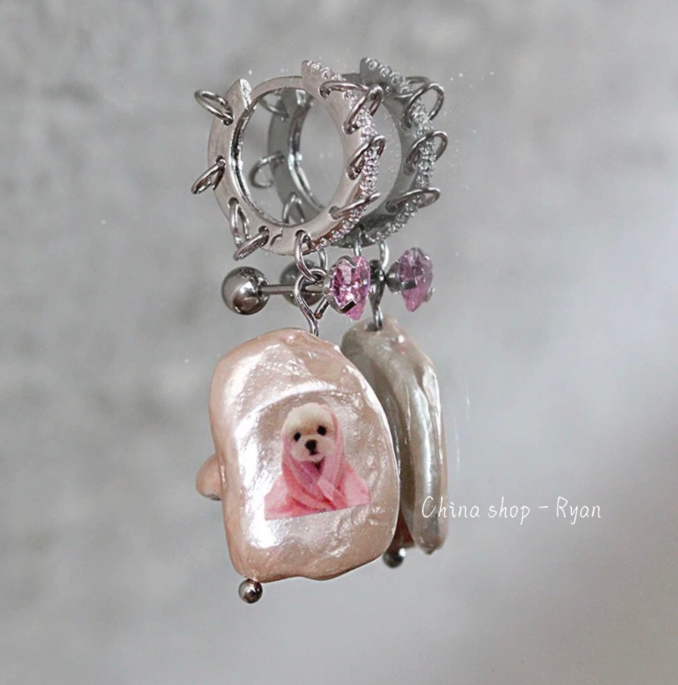 Handmade Puppy Stud Earrings S925 Silver | Cute Dog Earrings with Zircon