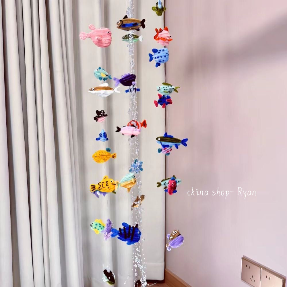 DIY Fish Wind Chime, Ocean Style Pipe Cleaner Craft Kit, Handmade Cute Hanging Decor, Creative Gift for Kids & Friends