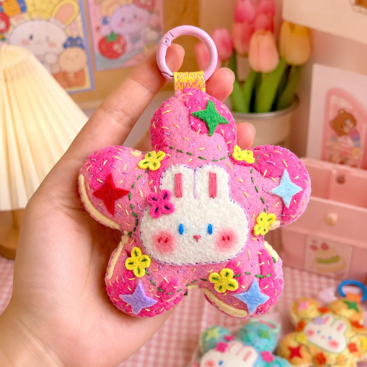 Handmade Felt Flower Charm | Original  Wool Flower Keychain / Bag Pendant