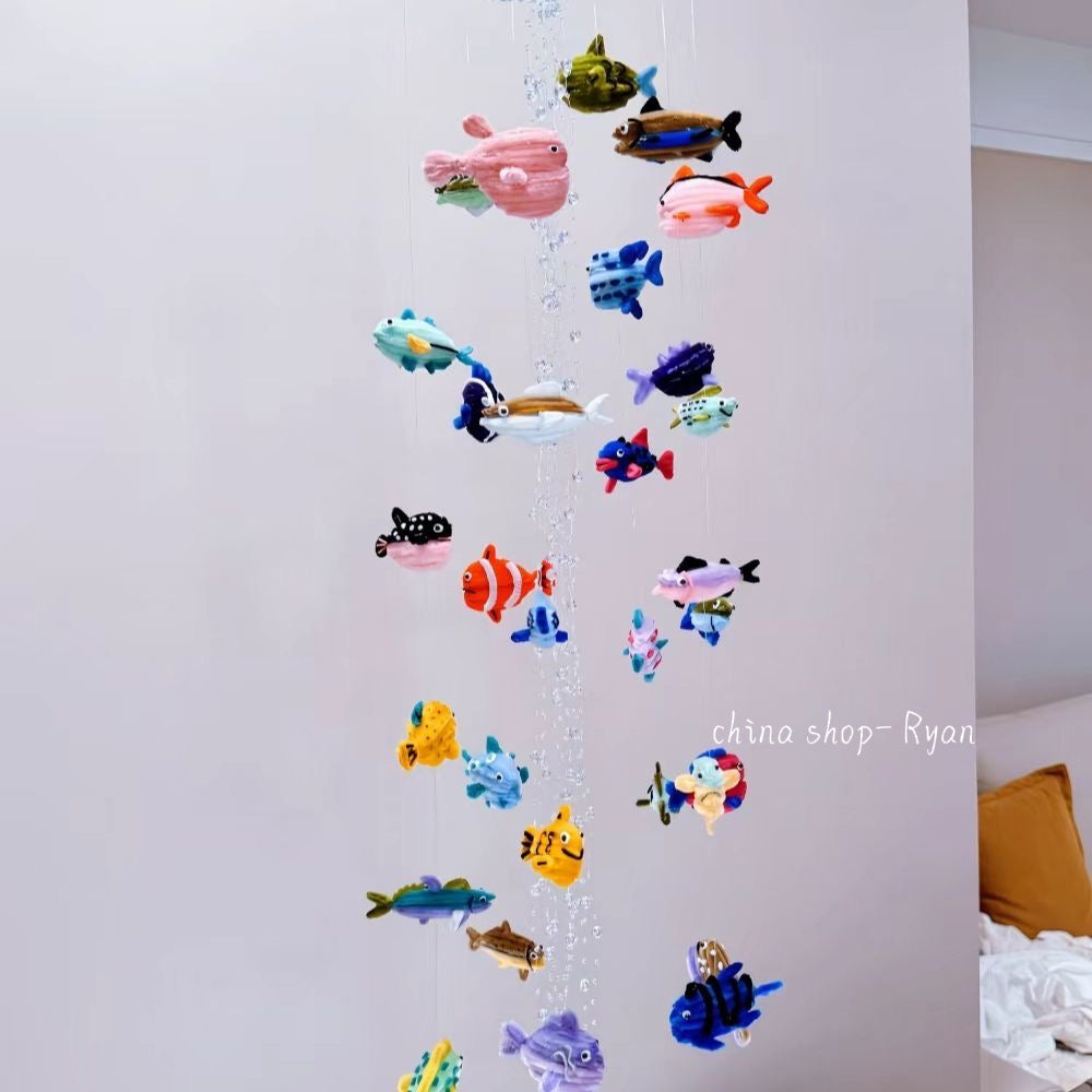 DIY Fish Wind Chime, Ocean Style Pipe Cleaner Craft Kit, Handmade Cute Hanging Decor, Creative Gift for Kids & Friends