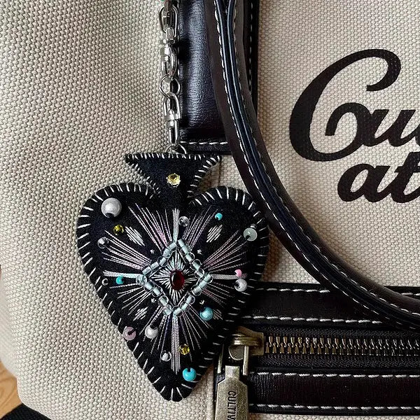 Handmade Glow-in-the-Dark Spade Felt Keychain | Gothic Bag Charm