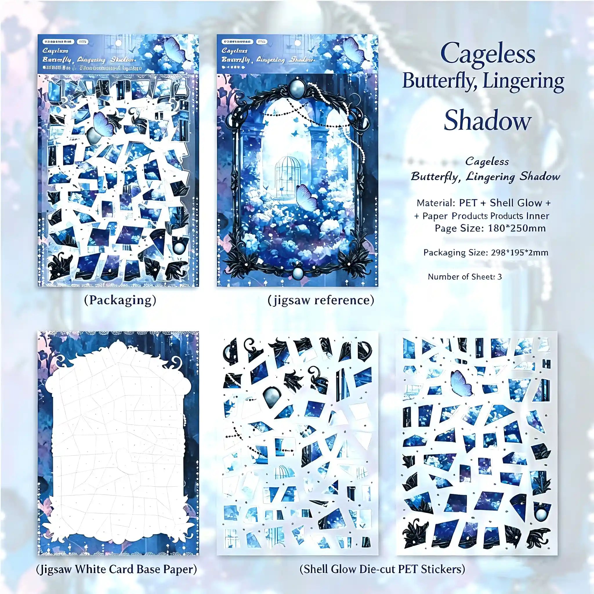 Aesthetic Butterfly Puzzle Stickers – DIY Scrapbook & Journaling Set