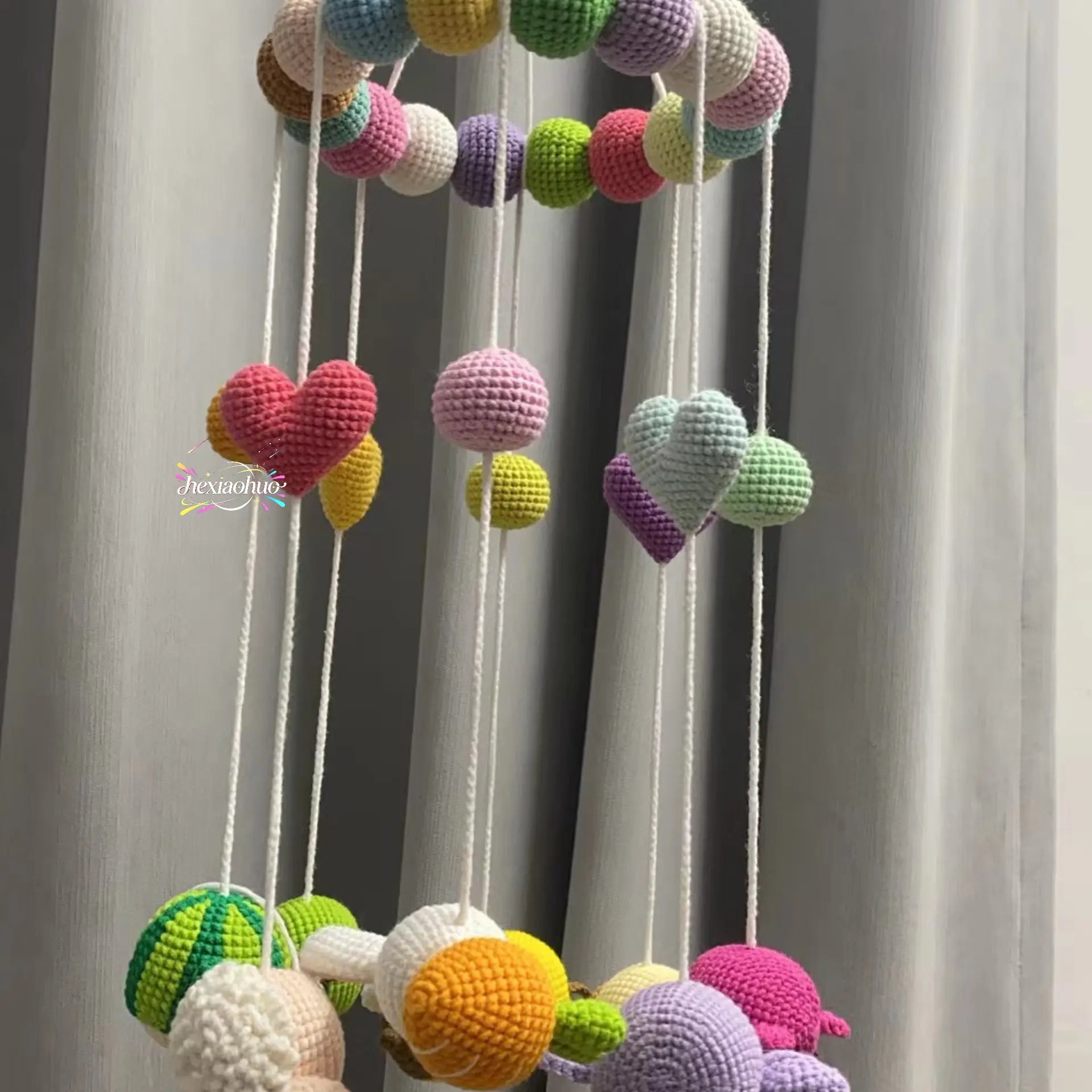 Handmade Crochet Baby Mobile | Whimsical Animal & Ball Nursery Crib Hanging