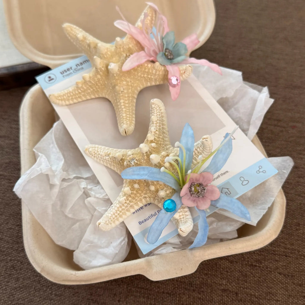 Boho Starfish Hair Clips for Women | 3D Beach Starfish Hair Pins, Summer Vacation Clips
