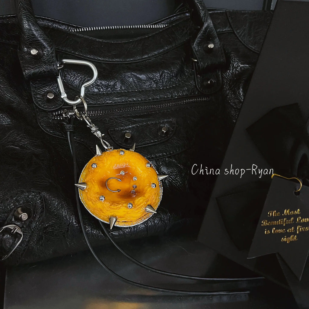 Punk Tart Bag Charm | Y2K Food-Inspired Keychain, Edgy Cute Pastry Pendant, Unique Gift Accessory
