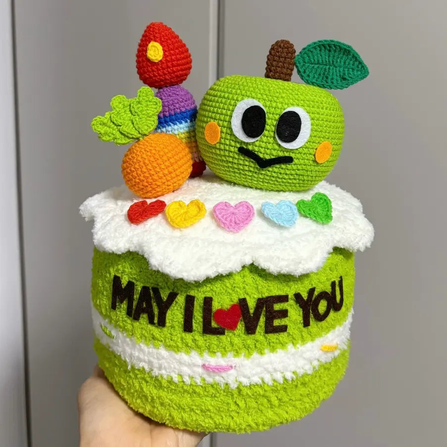 Handmade Crochet Cartoon Cake Ornament | Cute Knitted Birthday & Love Gift