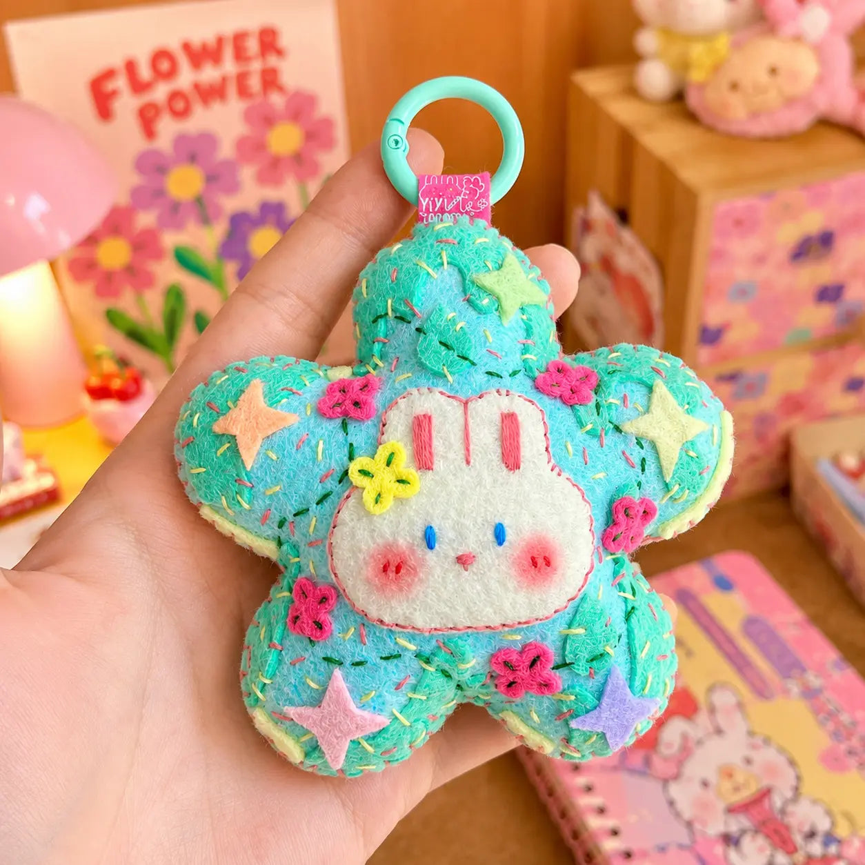 Handmade Felt Flower Charm | Original  Wool Flower Keychain / Bag Pendant