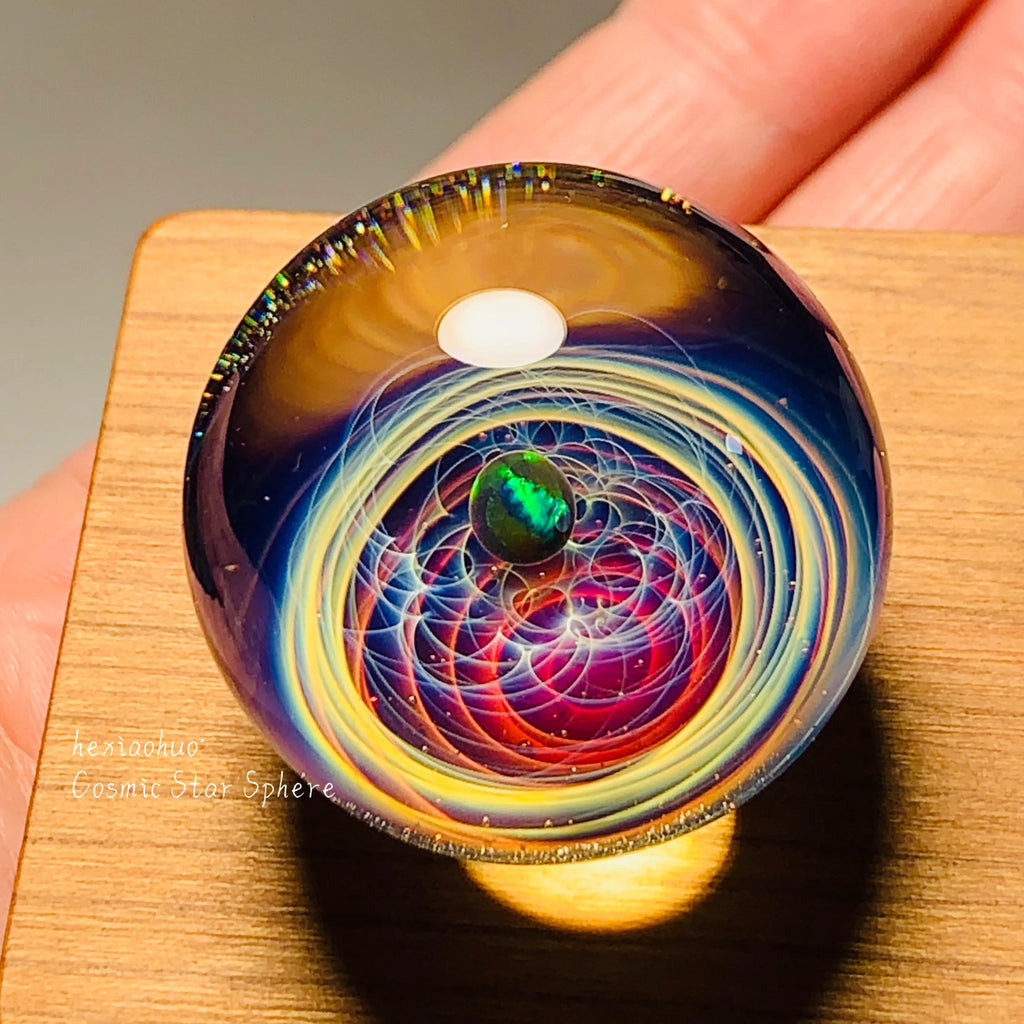 Galaxy Glass Sphere – Hand-Blown Cosmic Art Orb, Handmade Universe Design