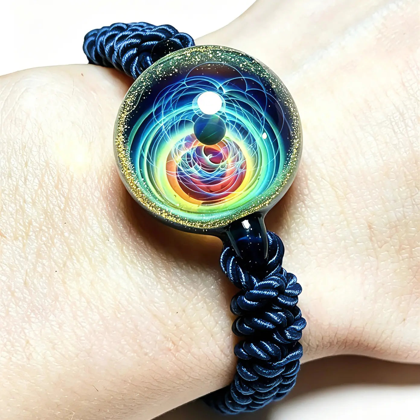 Galaxy Glass Sphere – Hand-Blown Cosmic Art Orb, Handmade Universe Design