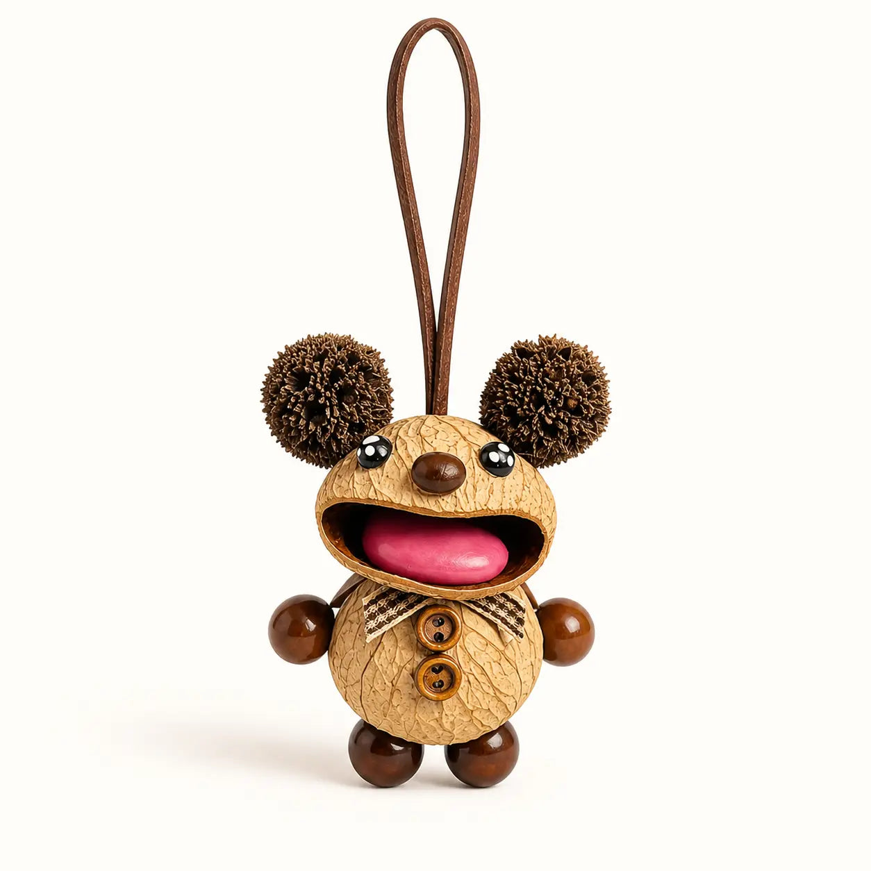 Handmade Whimsical Wooden Animal Figure Keychain – Cute Bag Charm & Ornament