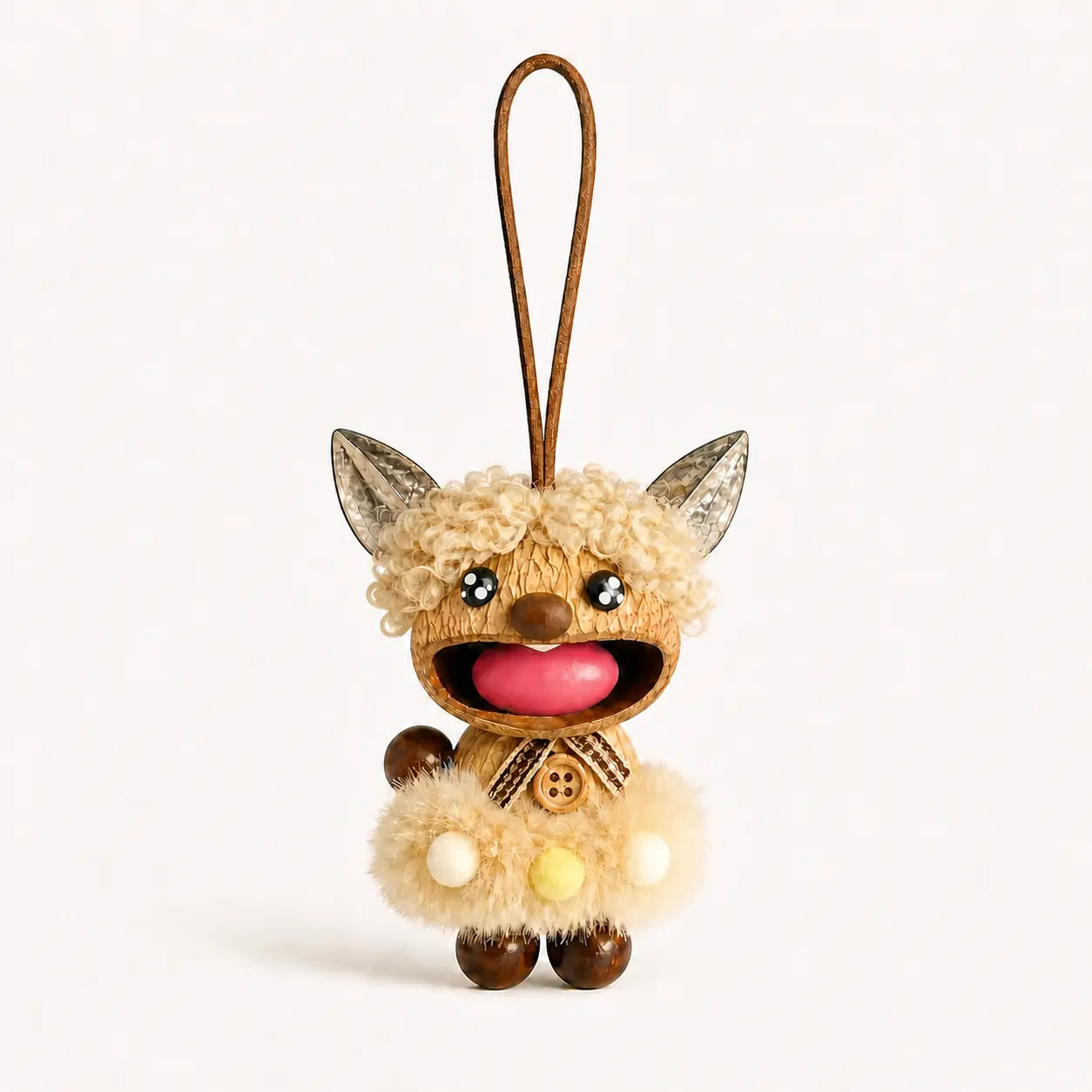 Handmade Whimsical Wooden Animal Figure Keychain – Cute Bag Charm & Ornament