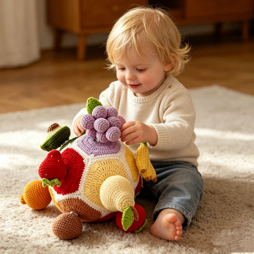 Crochet Fruit Puzzle Ball | Detachable Toddler Educational Sensory Toy Gift