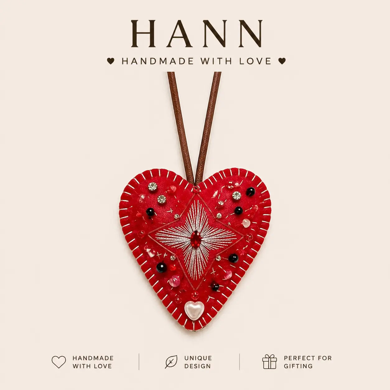 A Little Red Heart, Just for You Handmade charm with a warm, romantic touch
