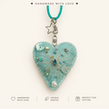 Handmade Turquoise Felt Heart Keychain | Whimsical Beaded Bag Charm