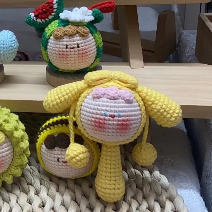 Crochet Cartoon Rattle Doll | Hand Knit Baby Soothing Toy & Cute Gift