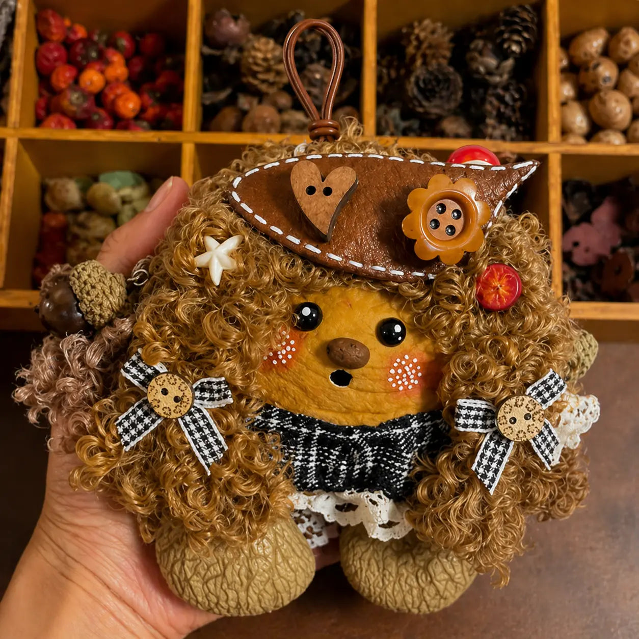 Handmade Double-Sided Pod Doll – Cute Bag Charm & Keychain