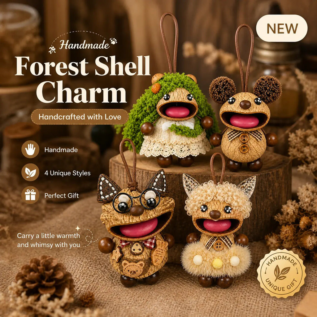 Handmade Whimsical Wooden Animal Figure Keychain – Cute Bag Charm & Ornament