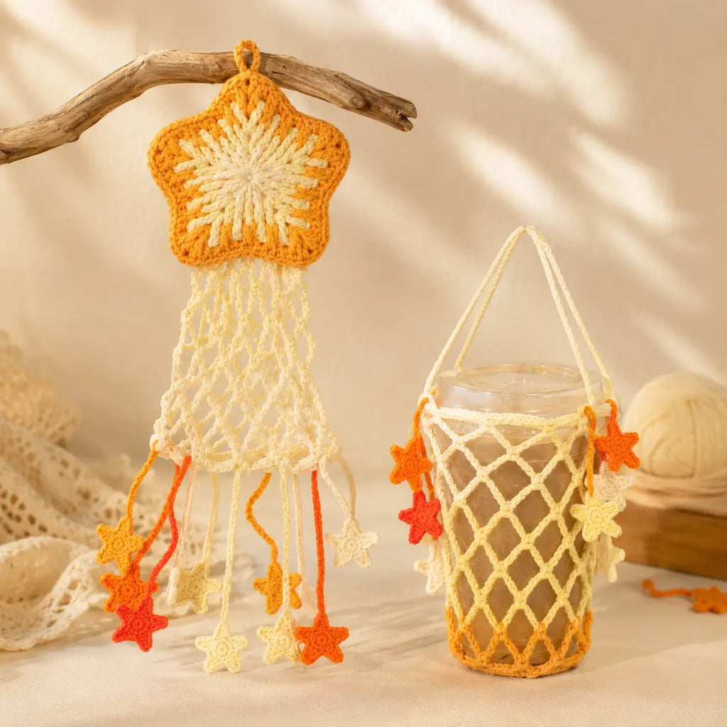 Handmade Crochet Flower Ornament – Bag Charm, Keychain & Cup Sleeve, Unique Handmade Gift