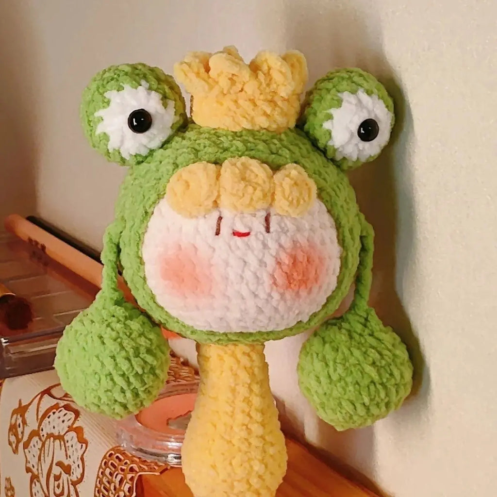 Crochet Cartoon Rattle Doll | Hand Knit Baby Soothing Toy & Cute Gift