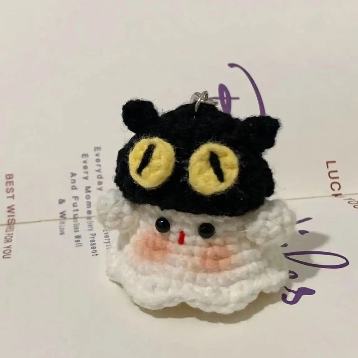 Handmade Crochet Ghost Keychain, Halloween Bag Charm for Friends Creative Gift