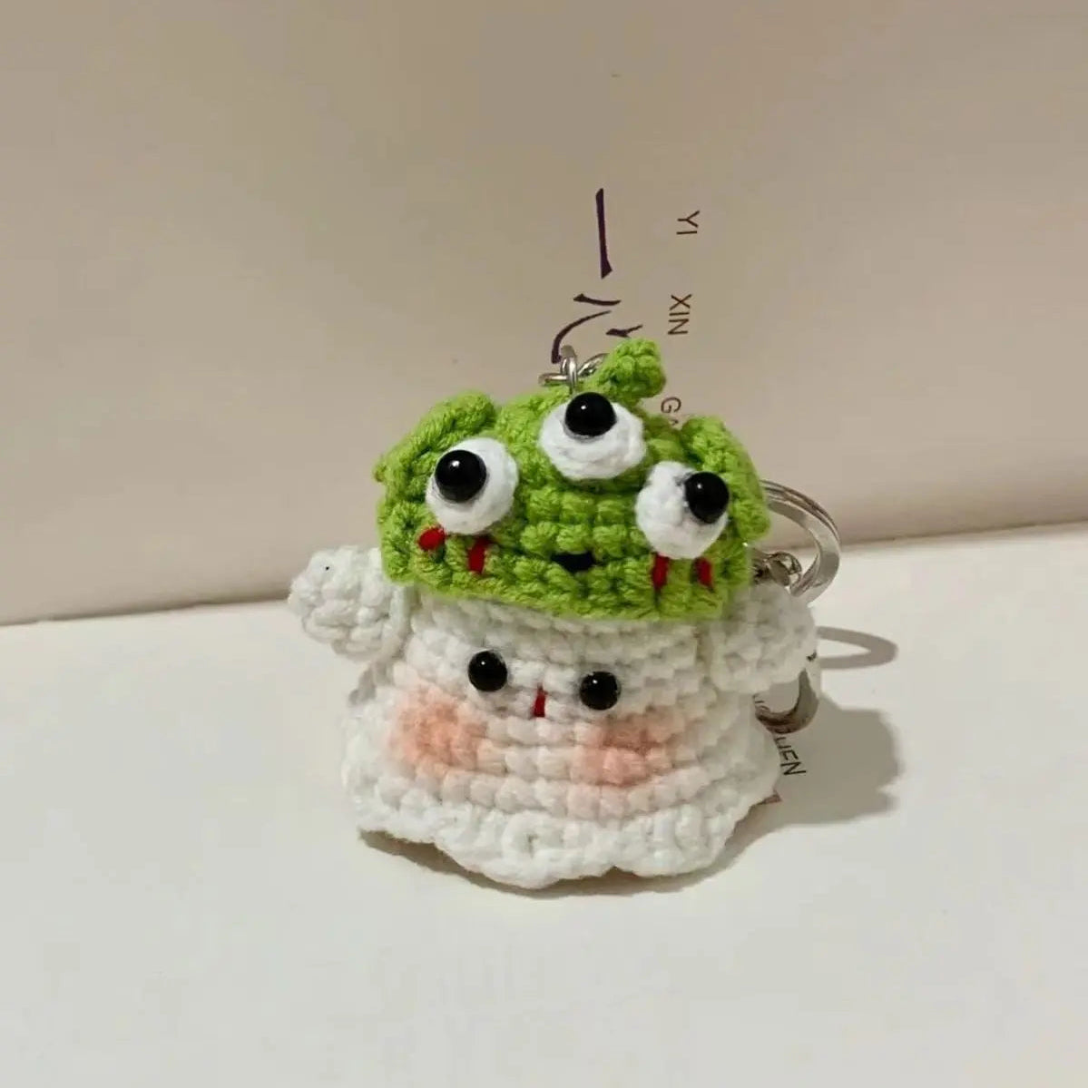 Handmade Crochet Ghost Keychain, Halloween Bag Charm for Friends Creative Gift