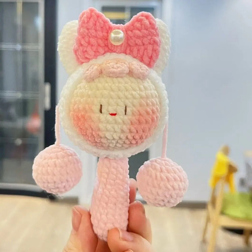 Crochet Cartoon Rattle Doll | Hand Knit Baby Soothing Toy & Cute Gift