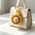 Handmade Crochet Sunflower Keychain, Kawaii Knitted Bag Charm, Unique Sweet Gift for Her