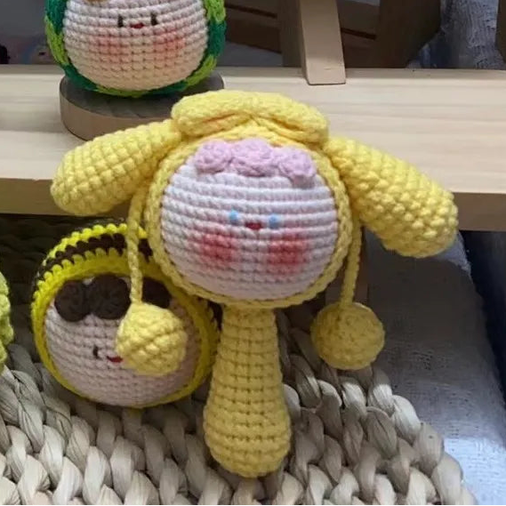 Crochet Cartoon Rattle Doll | Hand Knit Baby Soothing Toy & Cute Gift