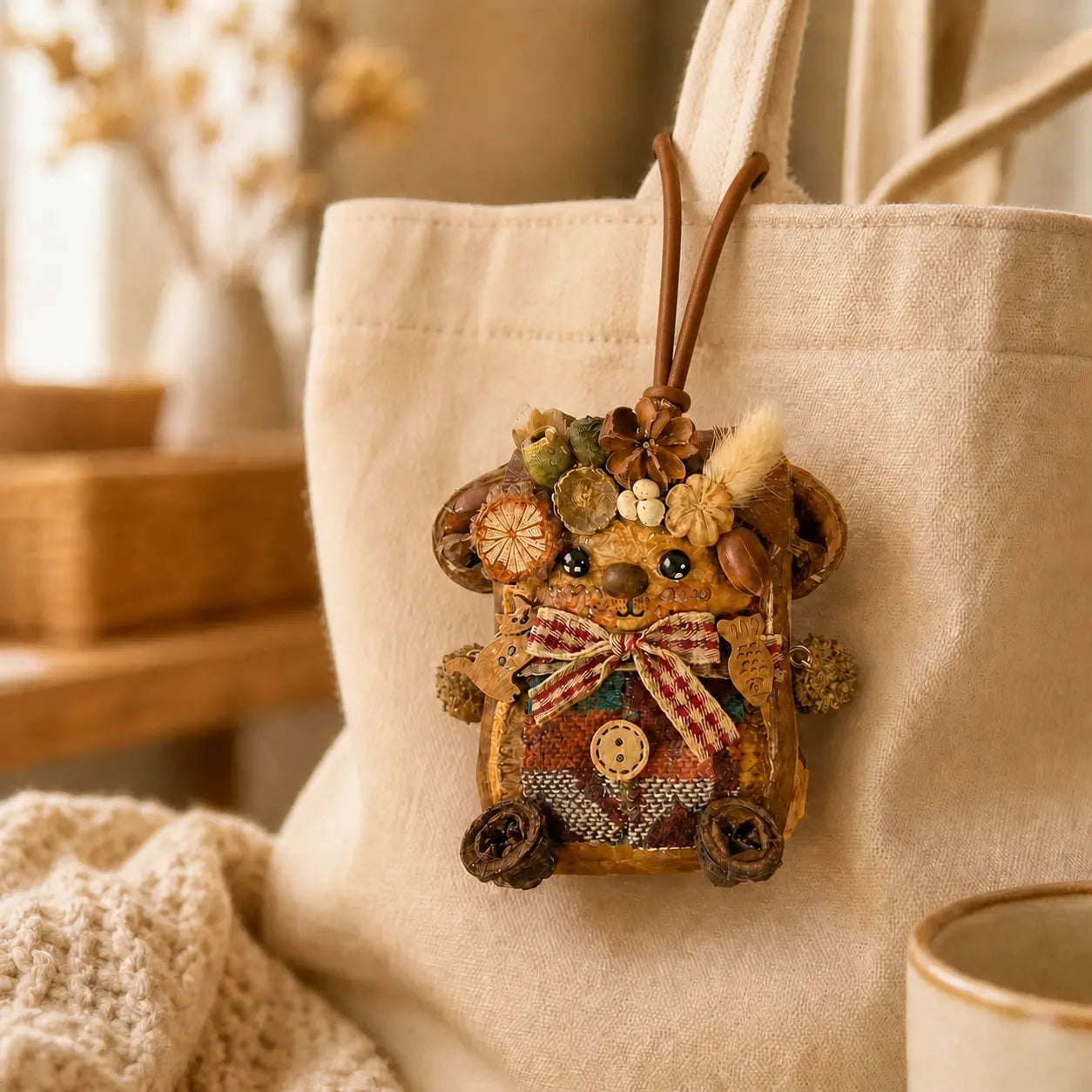 Handmade Double-Sided Pod Doll Keychain | Unique & Whimsica gift