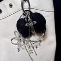 Gothic Cross Bow Bag Charm | Polyester Keychain Pendant