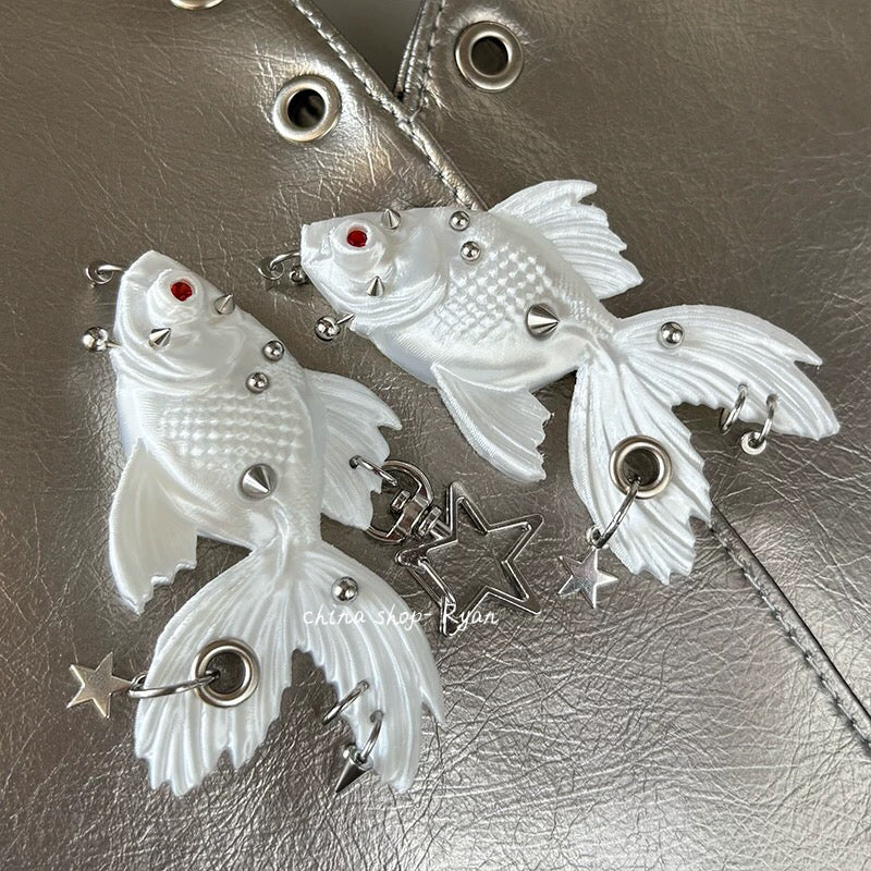 Punk Goldfish Hair Clip | Y2K 3D Printed Fish Barrette, Gothic Aesthetic Hair Accessory, Unique Statement Piece