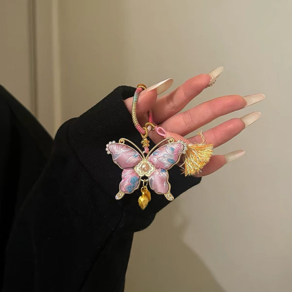 Amuleto de mariposa china – Regalo de colgante de bolso con borla de la suerte hecho a mano
