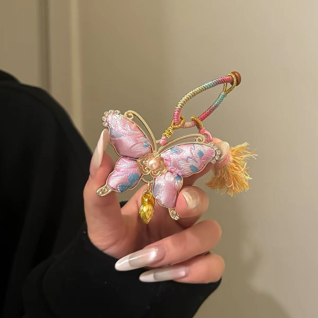 Amuleto de mariposa china – Regalo de colgante de bolso con borla de la suerte hecho a mano