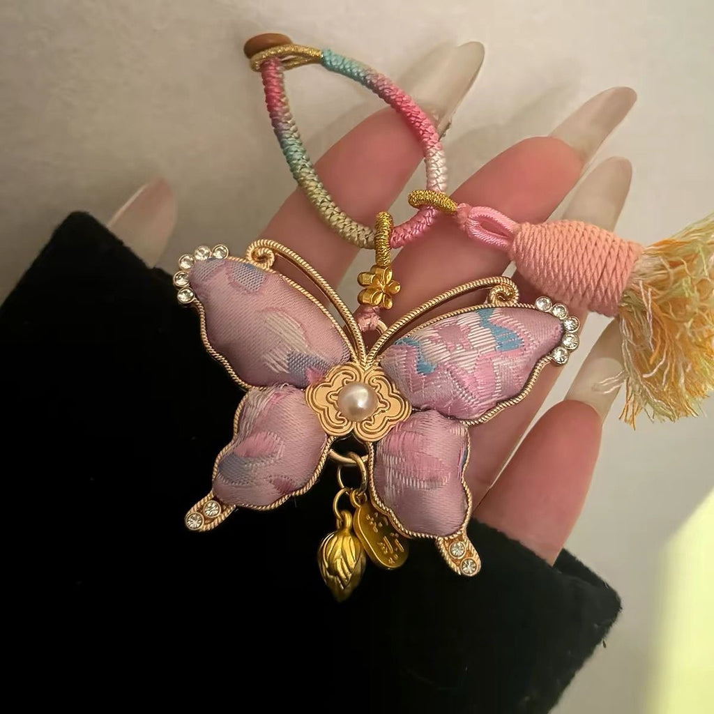 Amuleto de mariposa china – Regalo de colgante de bolso con borla de la suerte hecho a mano
