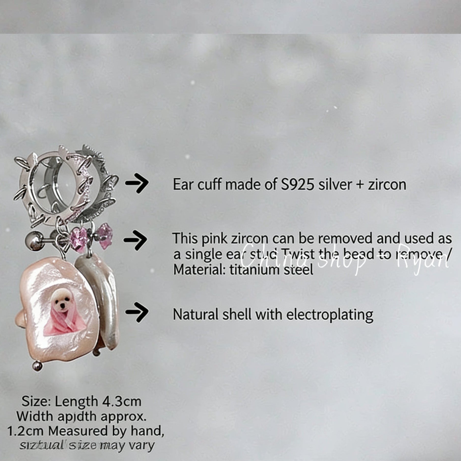 Handmade Puppy Stud Earrings S925 Silver | Cute Dog Earrings with Zircon