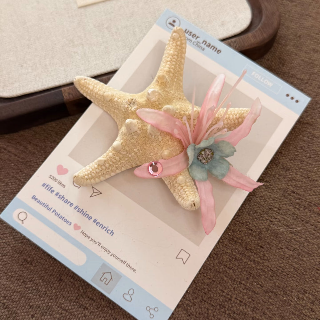 Boho Starfish Hair Clips for Women | 3D Beach Starfish Hair Pins, Summer Vacation Clips