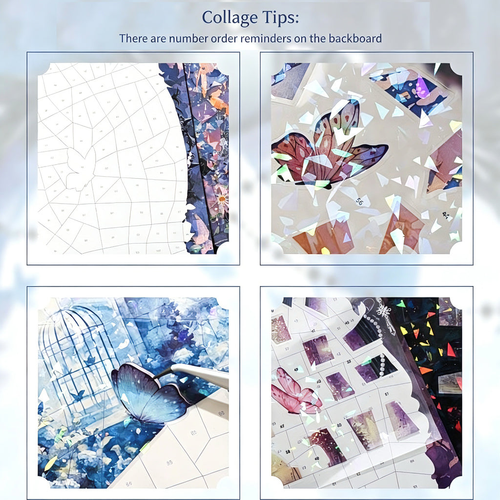 Aesthetic Butterfly Puzzle Stickers – DIY Scrapbook & Journaling Set